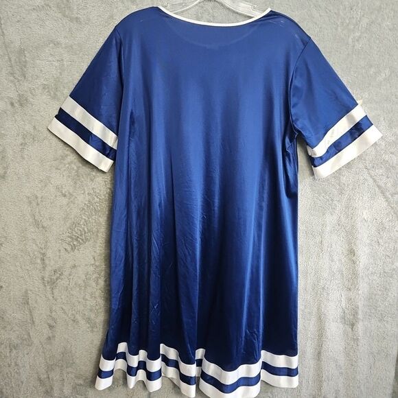 Pinehurst Lingerie Women's Sz Small Blue white Robe 3 button Vintage USA Nylon - Picture 11 of 13